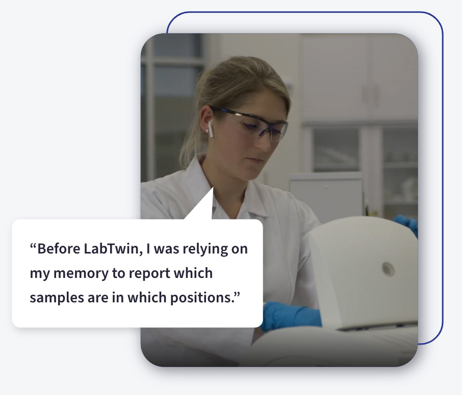 Scientist providing feedback about LabTwin